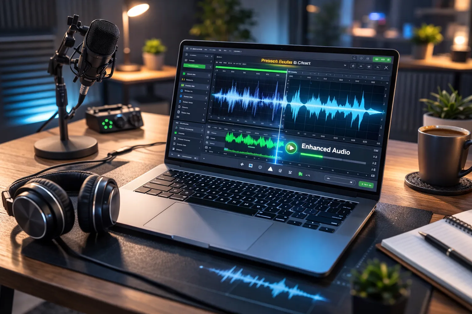Adobe Podcast Enhance AI noise removal tool interface