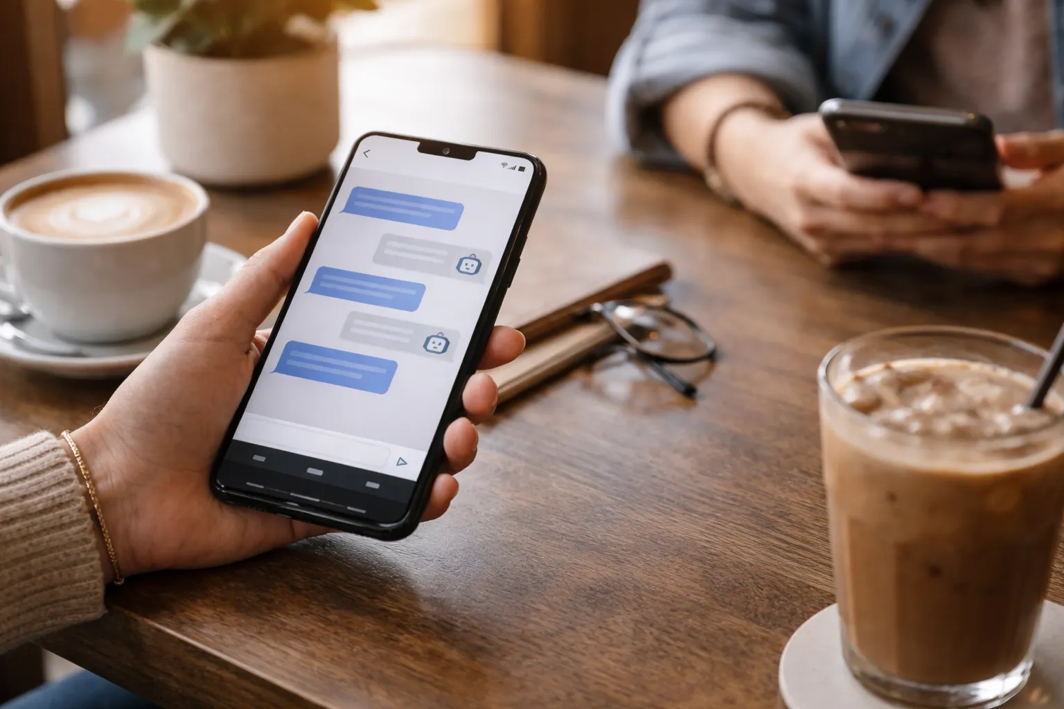 People using AI chat apps on smartphones for daily tasks