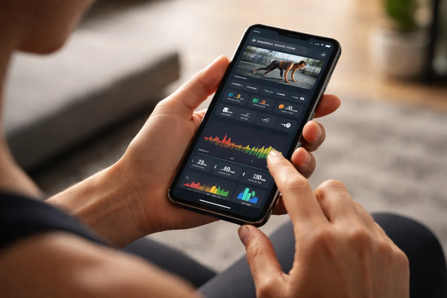 AI fitness app analyzing workouts and personal health data