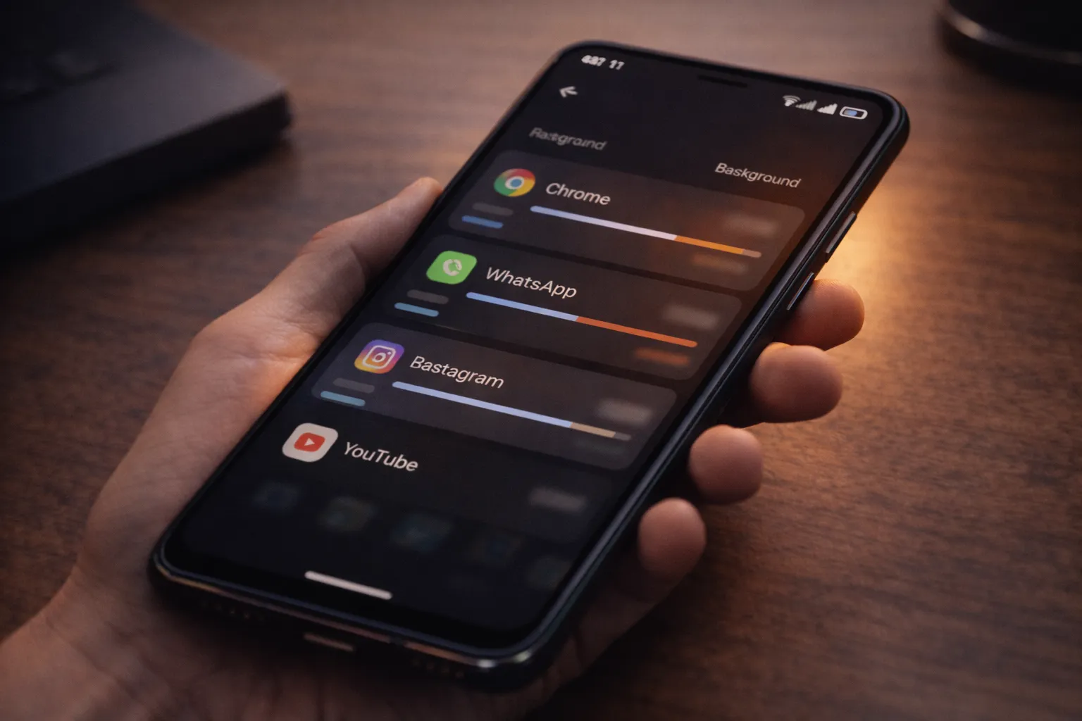Android app showing high background mobile data usage in settings
