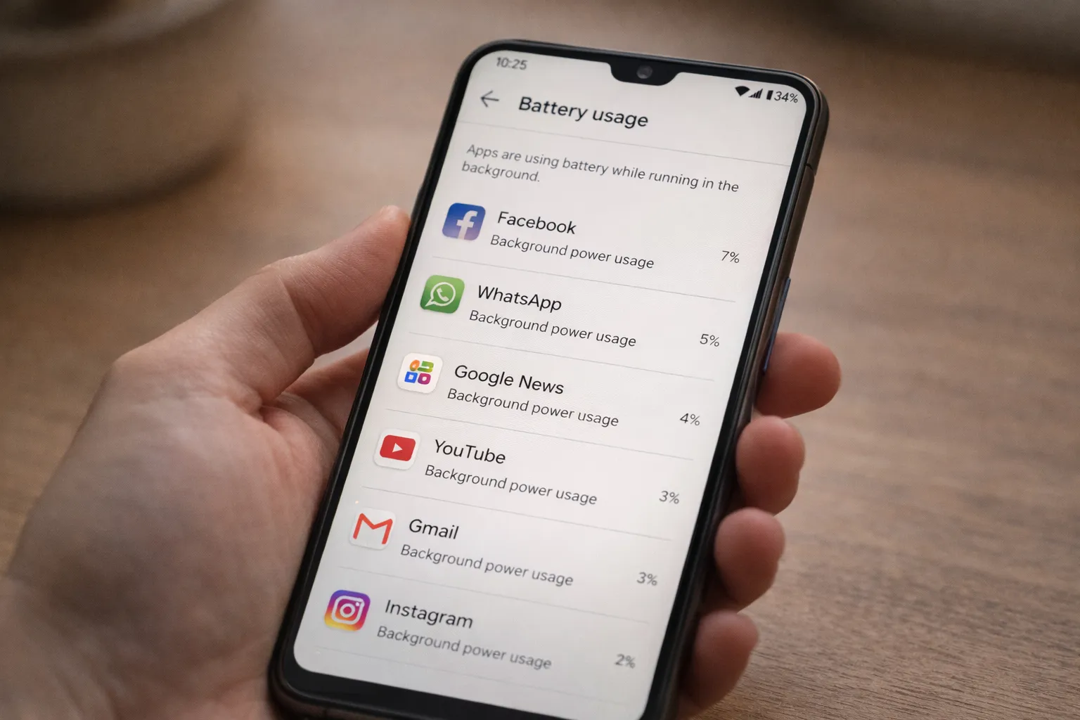 Android background apps running and consuming battery in settings
