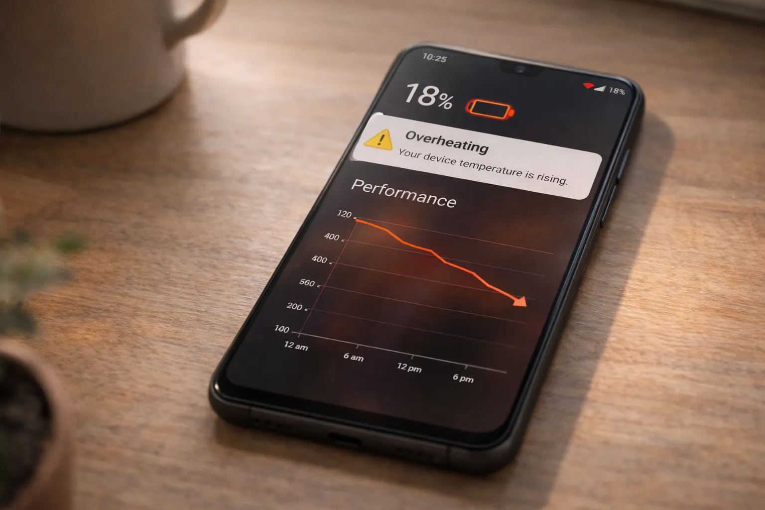Android battery low performance throttling impact visualization