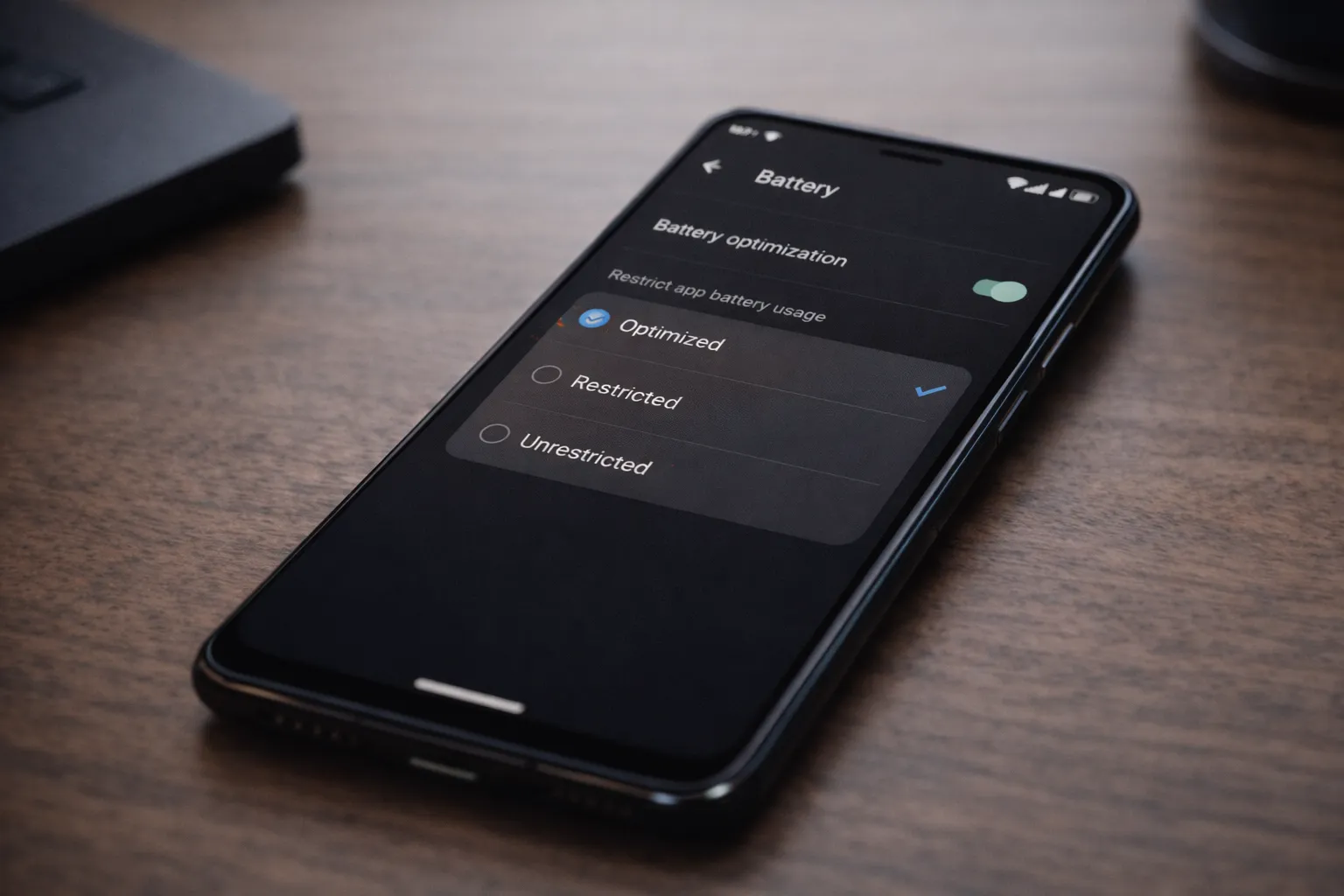 Android battery optimization settings to stop background drain