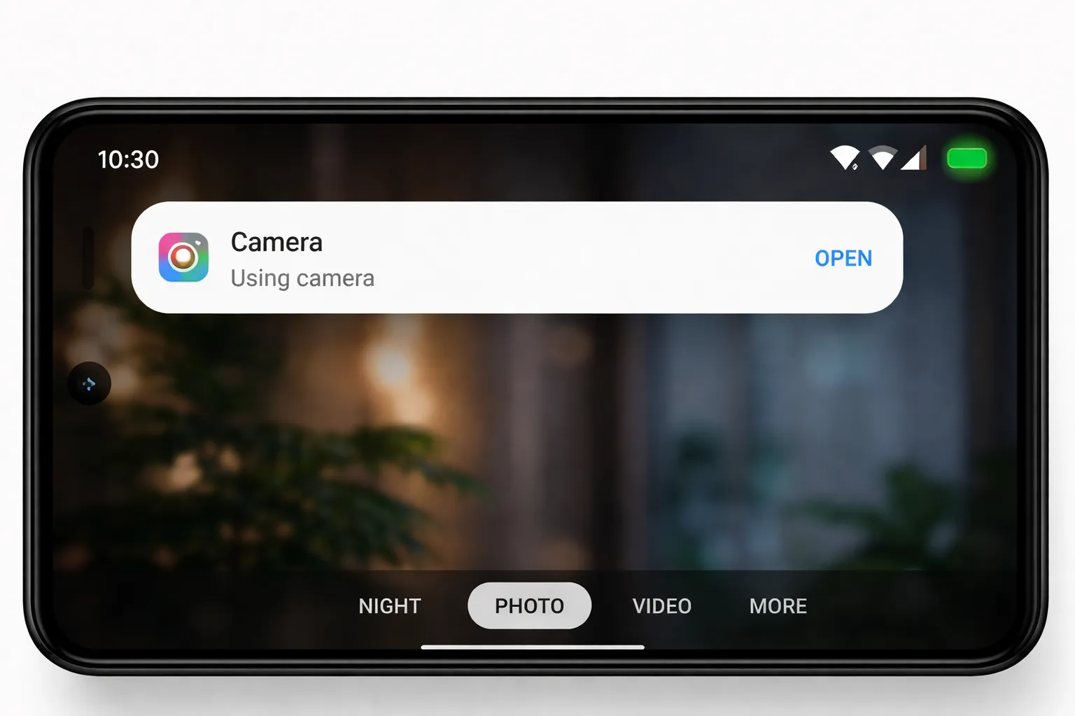 android green dot indicator camera microphone active notification