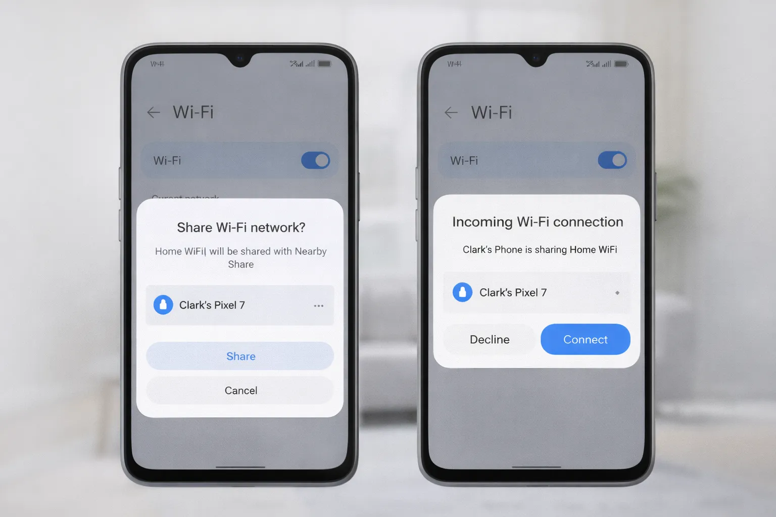 Sharing WiFi network using Nearby Share on Android