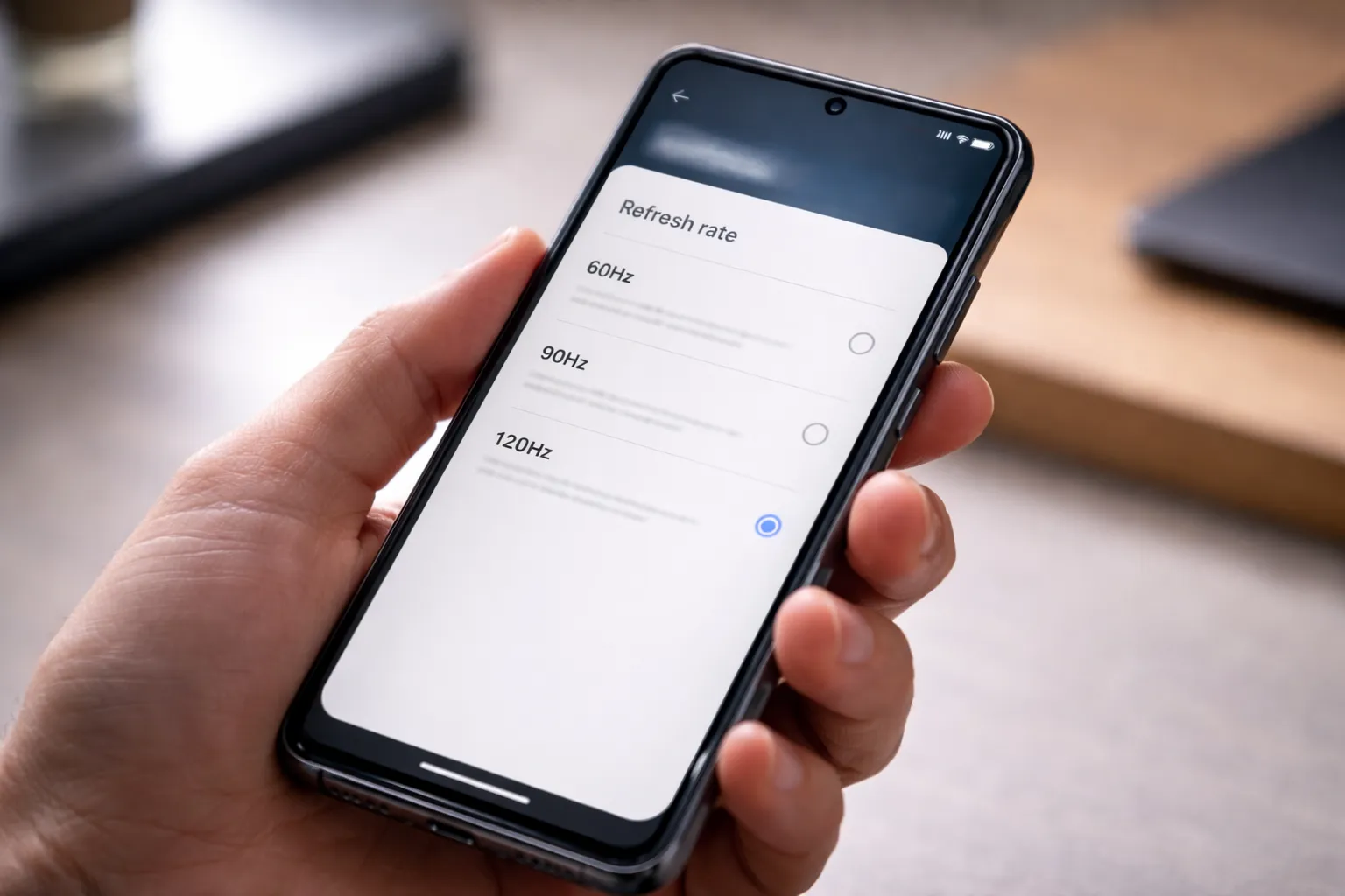 Checking refresh rate support in Android display settings