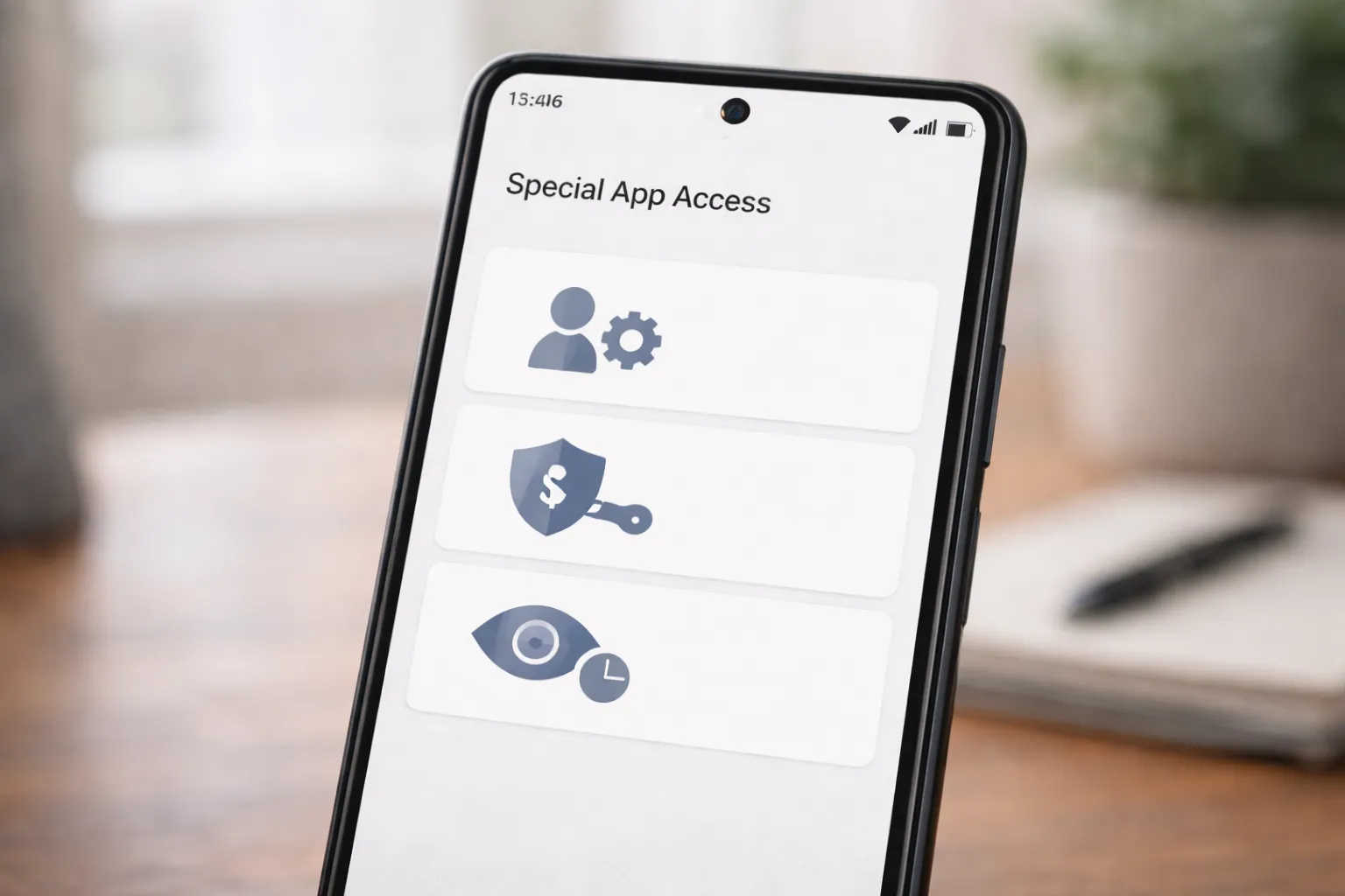 Special app access permissions like accessibility and device admin on Android