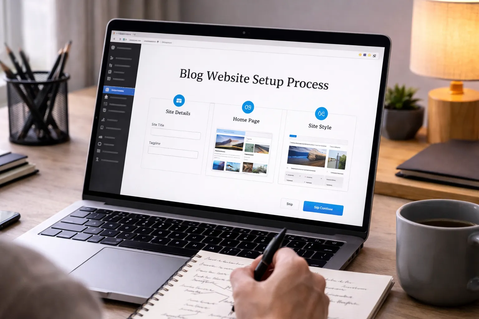 Setting up blog hosting and platform on a laptop
