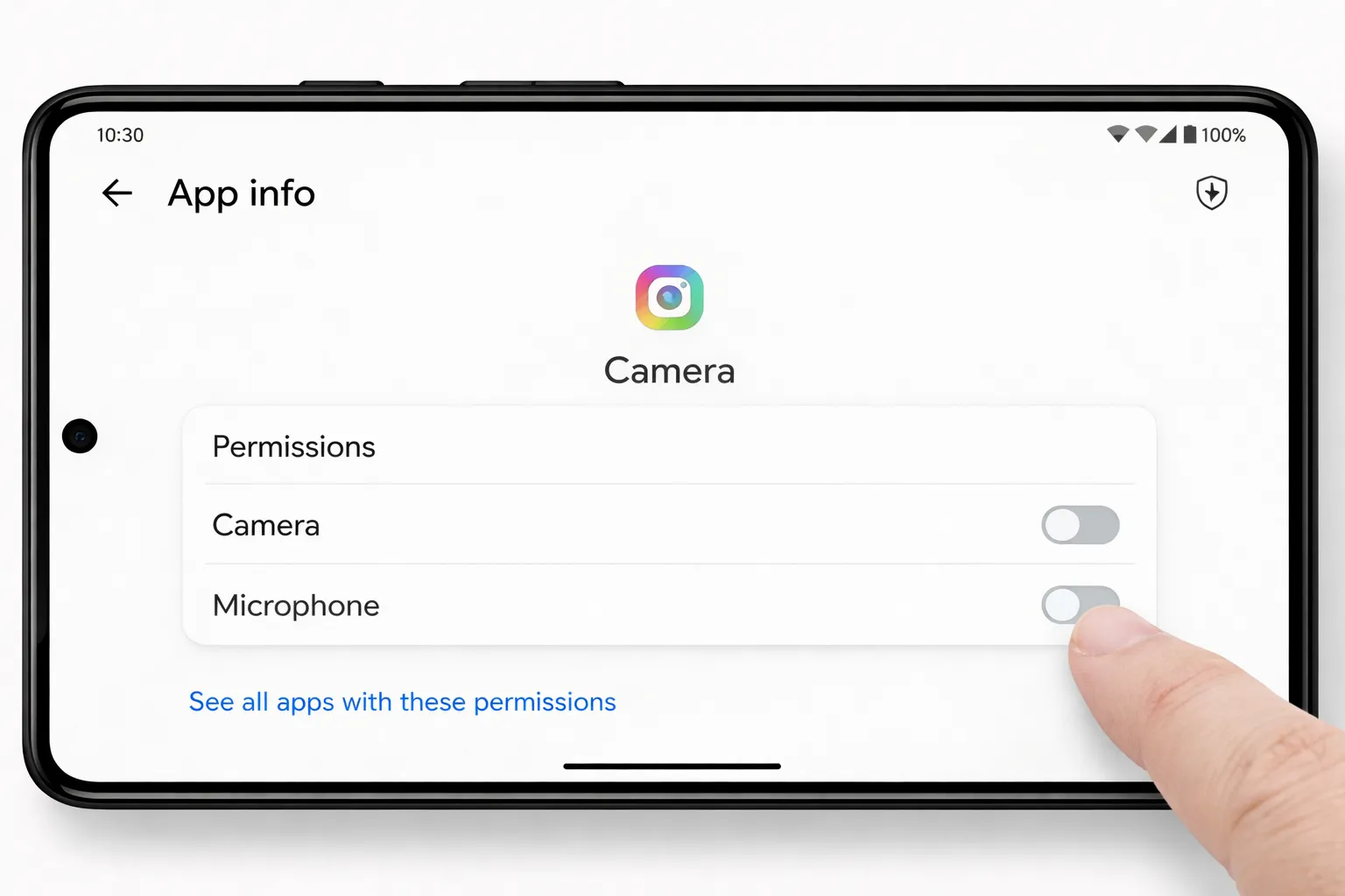 disable camera microphone permissions android app settings