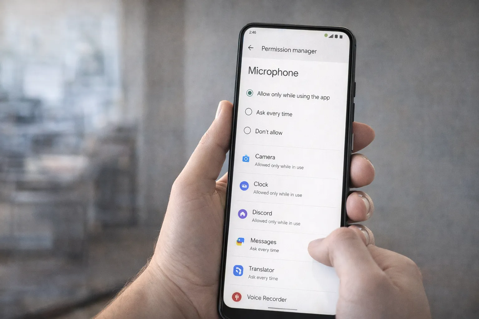 Disable microphone access on Android using Permission Manager 2026