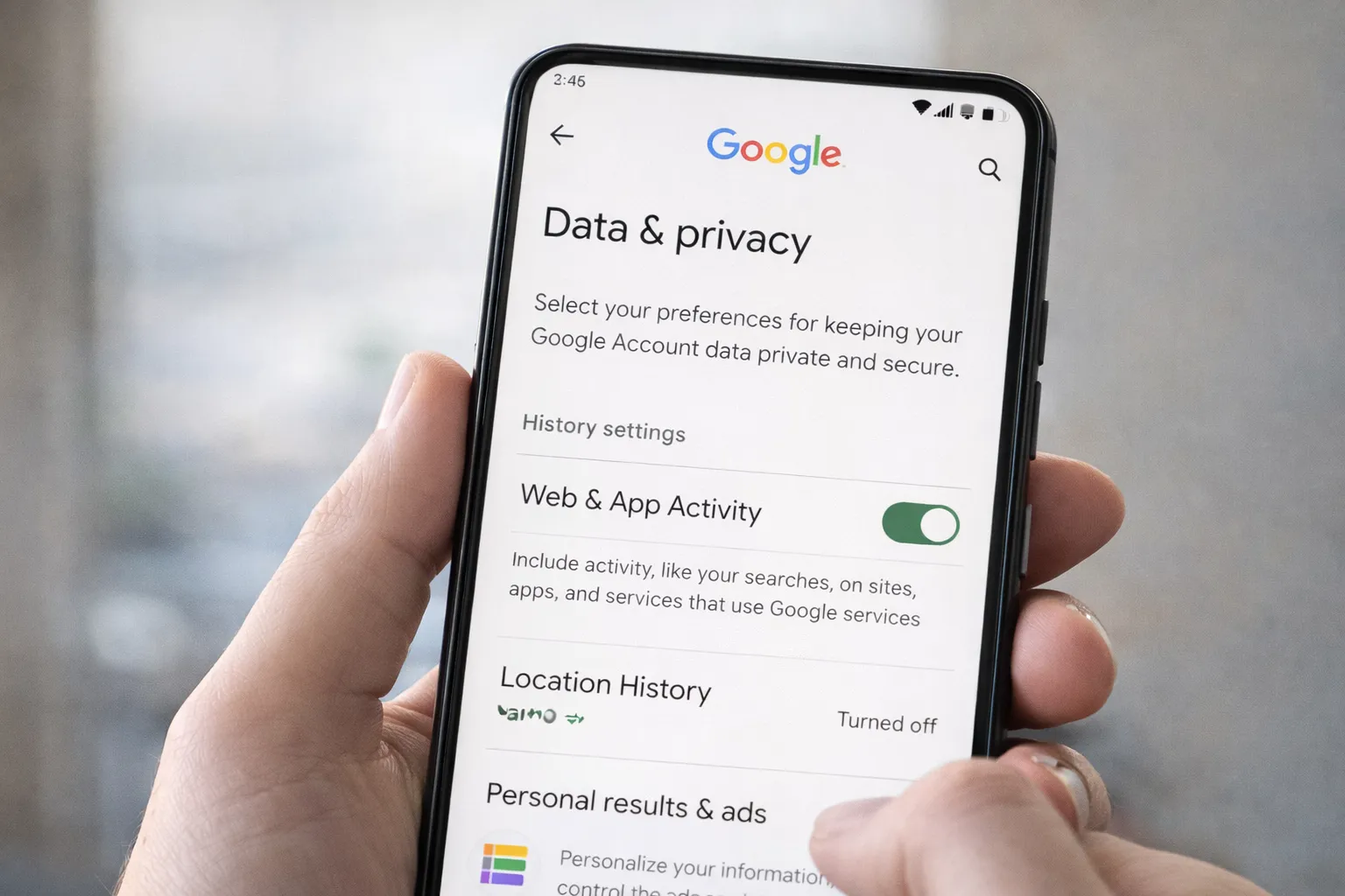Disable Web and App Activity tracking on Android 2026