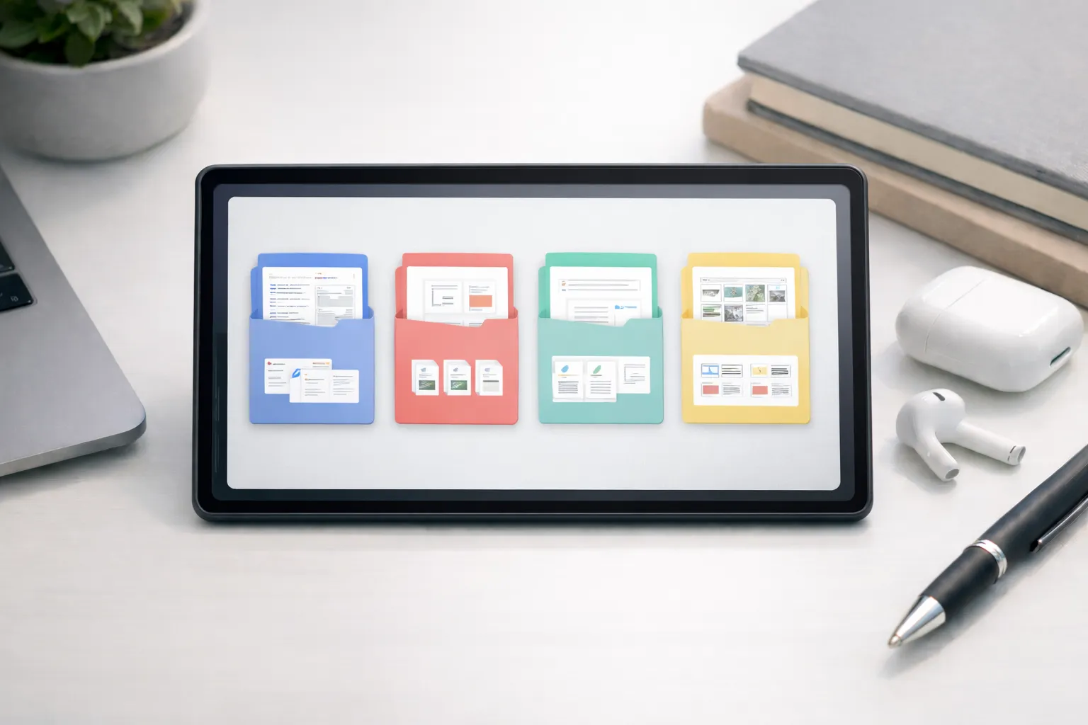 Digital note organization and document storage concept on Android
