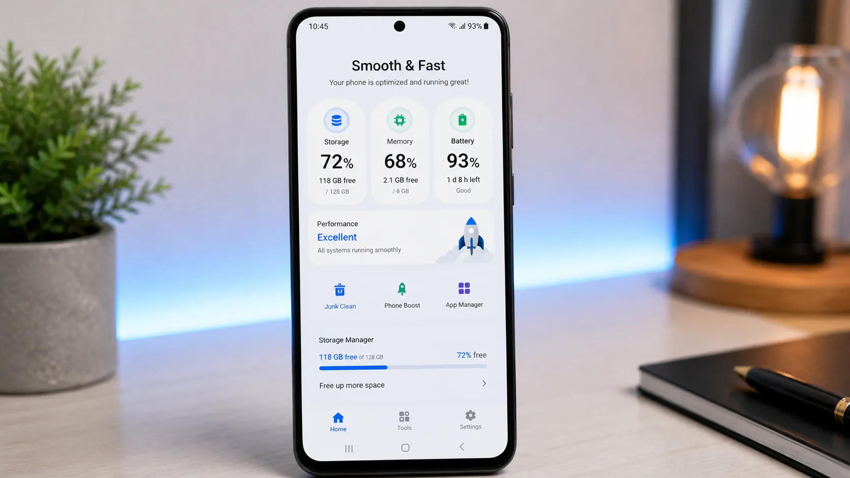 Fast Android phone after removing unused apps and freeing storage