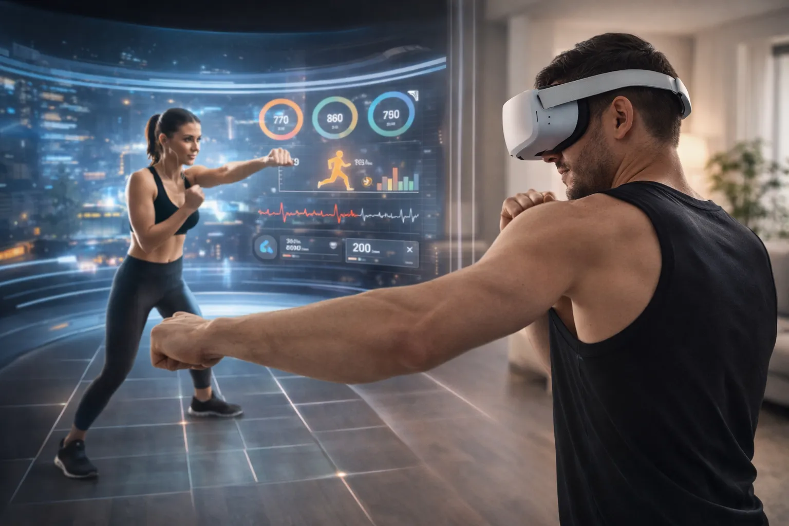 Future AI fitness apps using VR and immersive workout technology