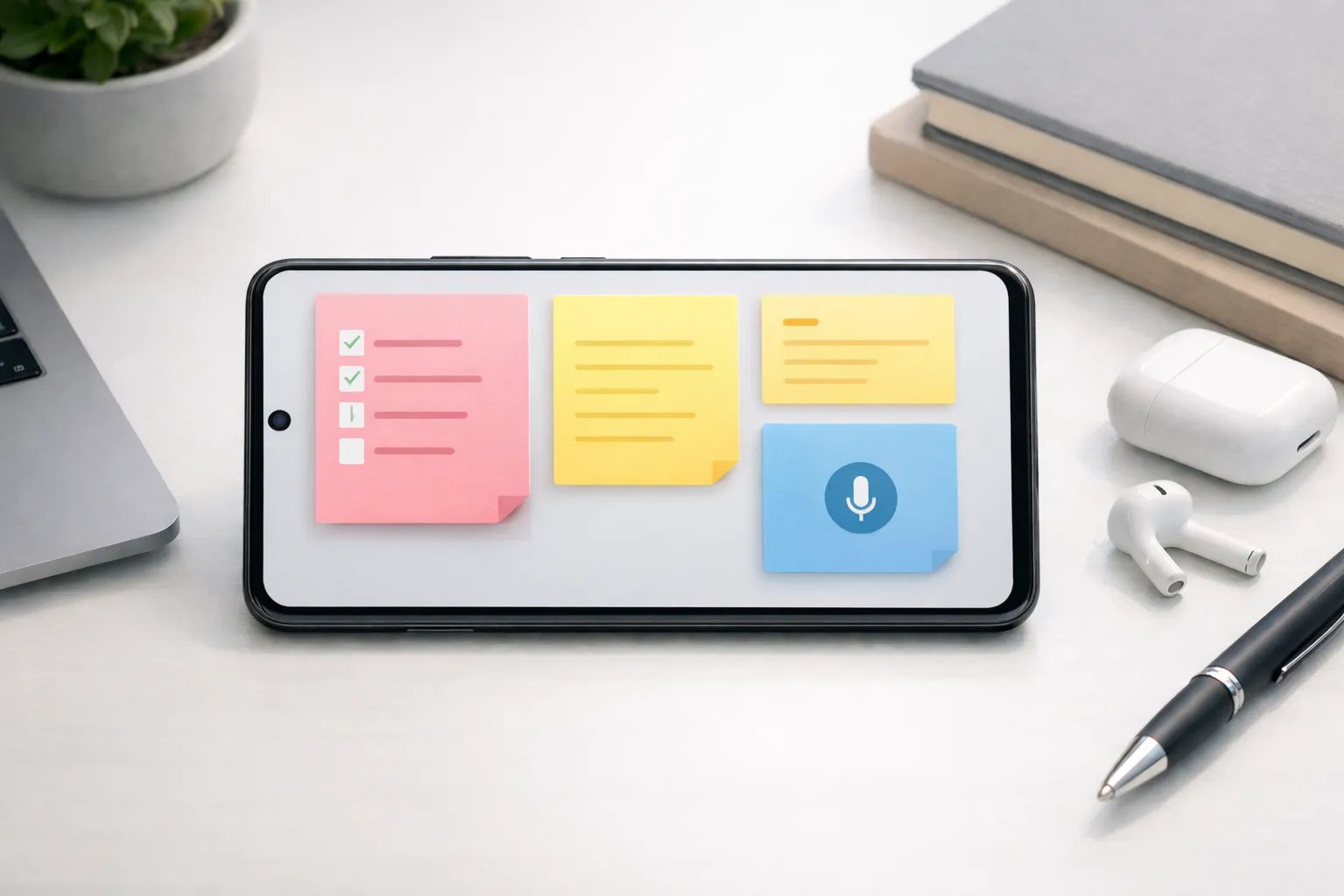 Android note-taking app concept for quick notes, reminders, and ideas
