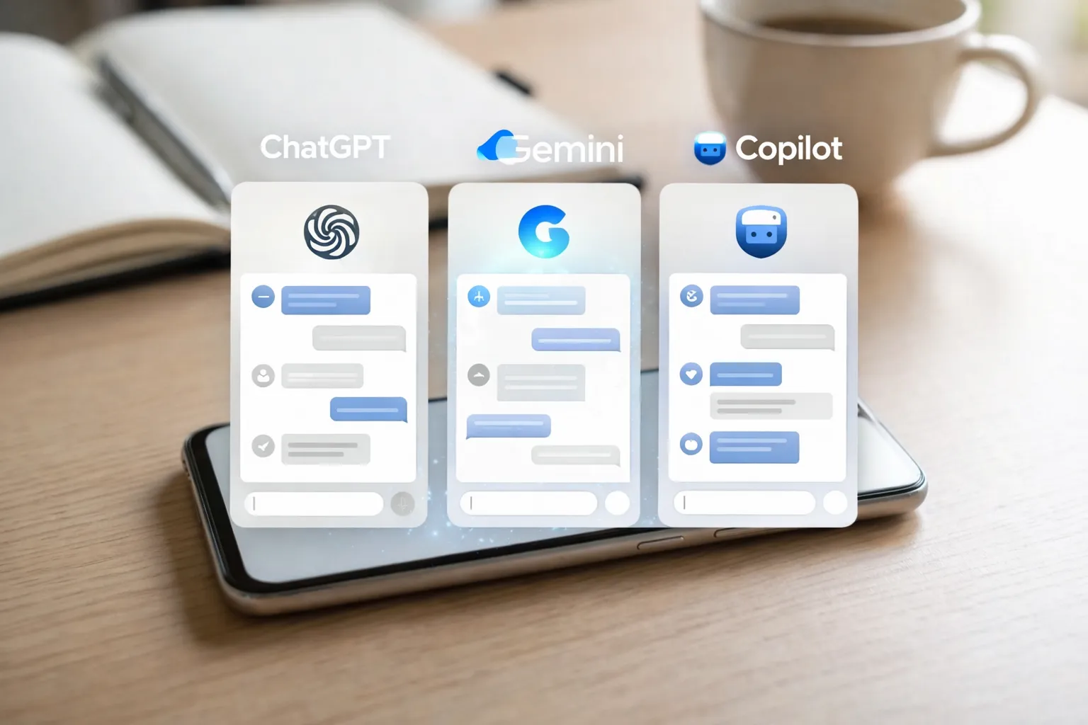 Comparison of top free AI chat apps like ChatGPT on Android smartphone
