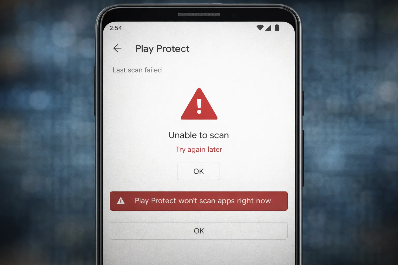 Google Play Protect error not working on Android phone