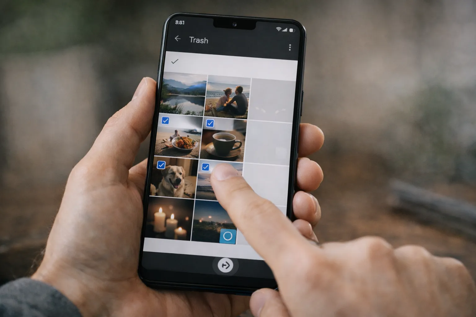 Restoring deleted photos from Google Photos Trash on Android