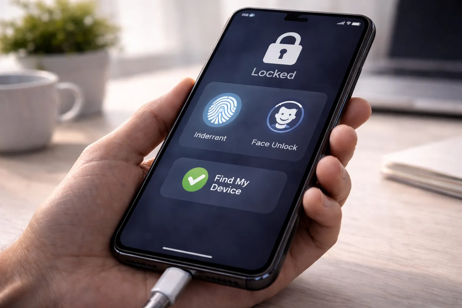 Secure Android device linked to Google account with anti-theft protection