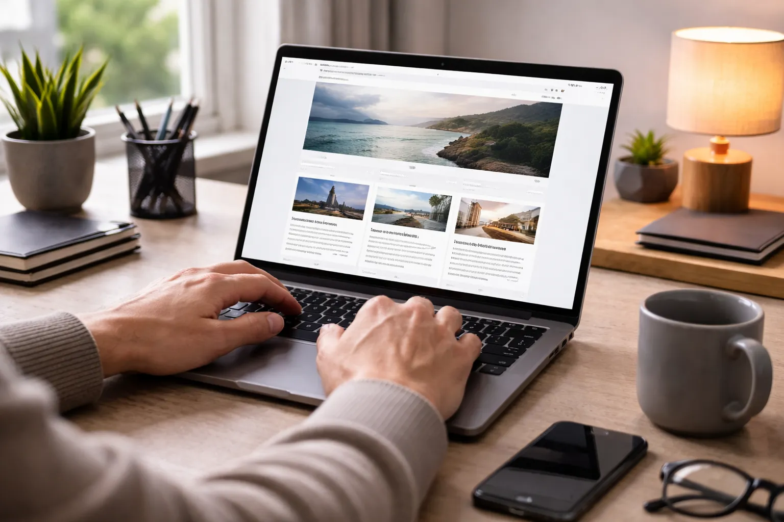 Creating a professional blog website on a laptop in 2025