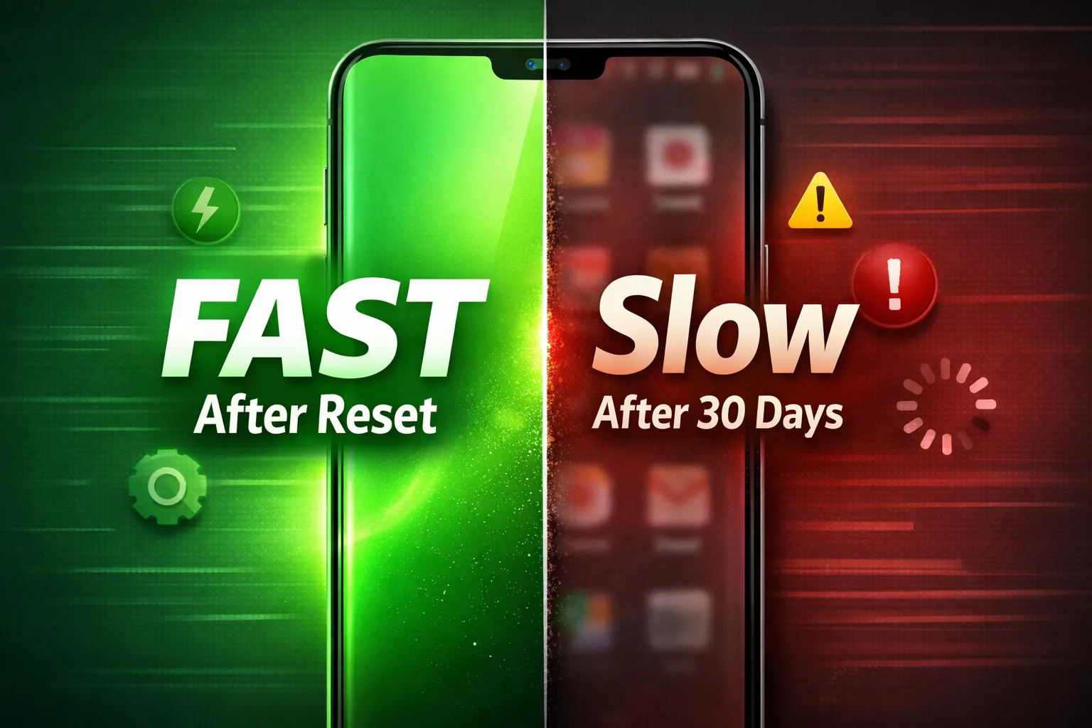 Android phone fast after reset but slow again after 30 days comparison
